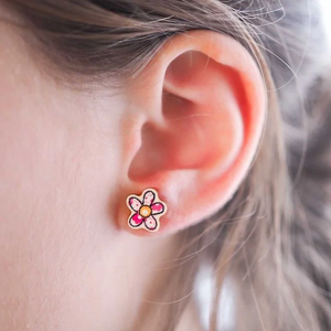 Wooden earrings - flower