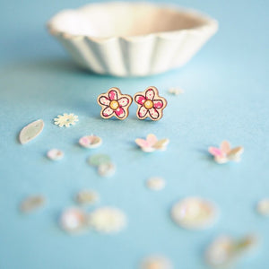 Wooden earrings - flower