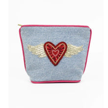 Load image into Gallery viewer, Flying heart denim purse - small

