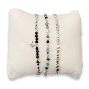 Flying silver 3 layer bracelet stack