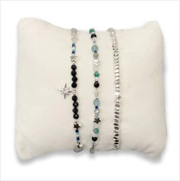 Flying silver 3 layer bracelet stack