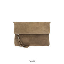 Load image into Gallery viewer, Foldover plain suede leather clutch bag - various colours
