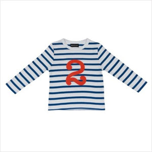 French blue & white breton striped number T-shirt