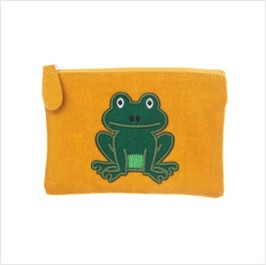 Felt frog purse - mustard