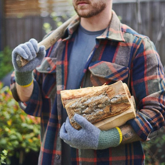 Lambswool gloves - grey/green