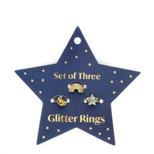 Load image into Gallery viewer, Glitter rings - star, rainbow &amp; moon
