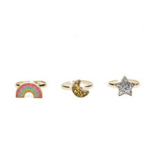 Load image into Gallery viewer, Glitter rings - star, rainbow &amp; moon
