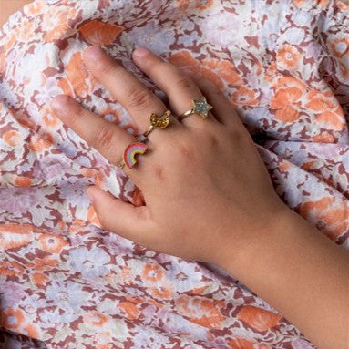 Glitter rings - star, rainbow & moon