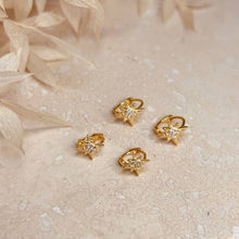 Load image into Gallery viewer, Gold diamante star huggie hoops

