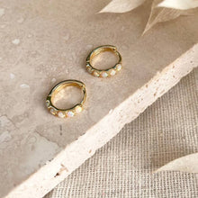 Load image into Gallery viewer, Opal huggie hoops - gold
