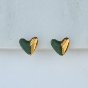 Ceramic hearts stud earrings