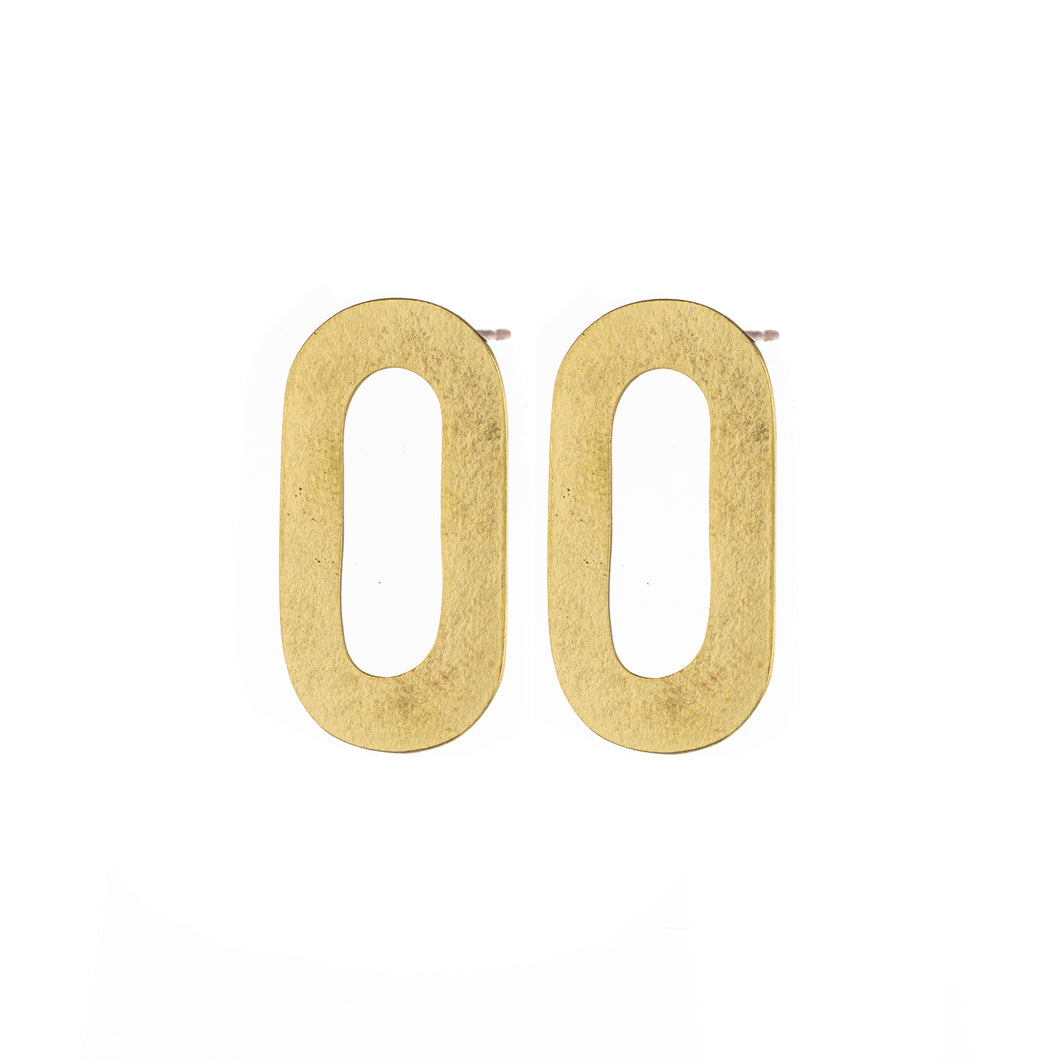 Flat chain stud earrings