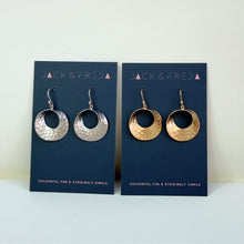 Load image into Gallery viewer, Hammered curl earrings - silver &amp; gold
