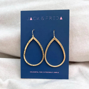 Hammered tear drop earrings - silver & gold