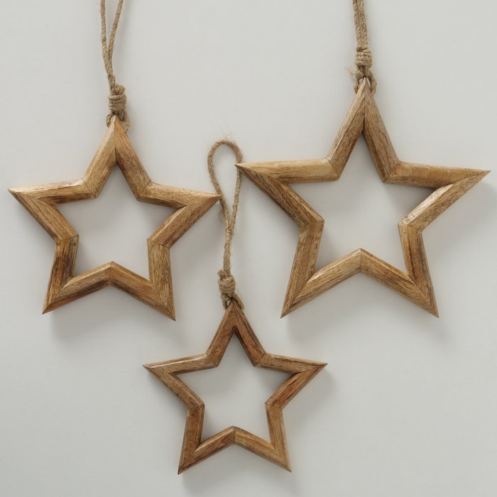 Xmas dec - wooden stars - 3 sizes
