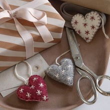 Load image into Gallery viewer, Christmas dec - set of 3 hearts with stars ornaments
