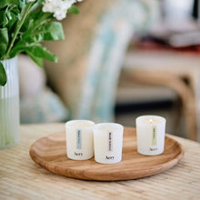 Load image into Gallery viewer, Heavily meditated gift set of 3 votive candles
