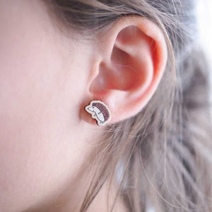 Wooden earrings - hedgehog
