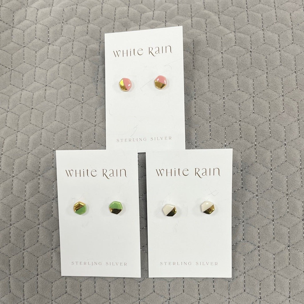 Ceramic hexagon stud earrings