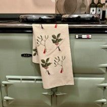 Load image into Gallery viewer, Christmas tea towel - holly &amp; mistletoe
