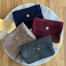Load image into Gallery viewer, Suede leather button purse - various colours
