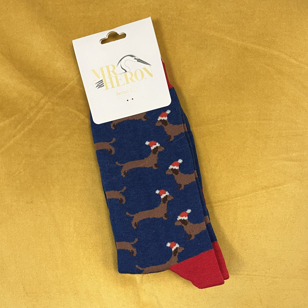 Sausage dog Santa socks