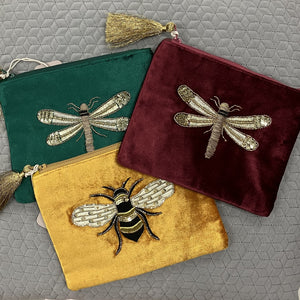 Embroidered beaded velvet coin purses