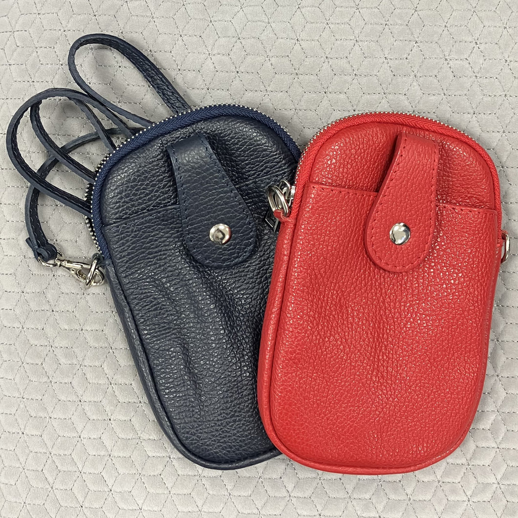 Leather front pocket crossbody bag - various colours