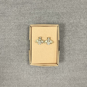 Pearl beaded bee earrings