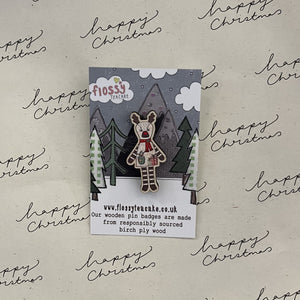 Wooden badge - reindeer