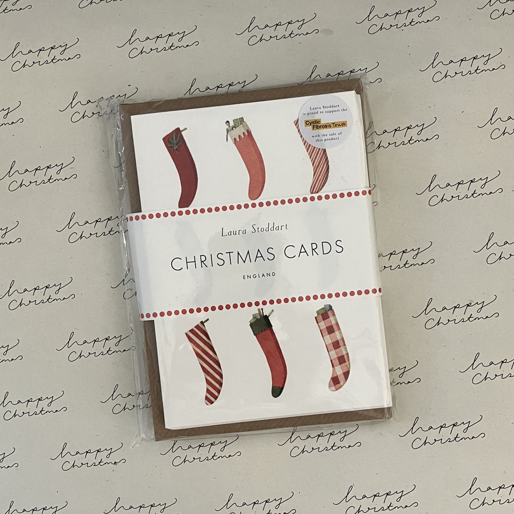 Christmas cards (10 pack) - Christmas stockings