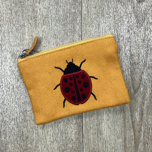 Felt ladybird purse - mustard