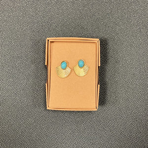 Retro turquoise fan earrings