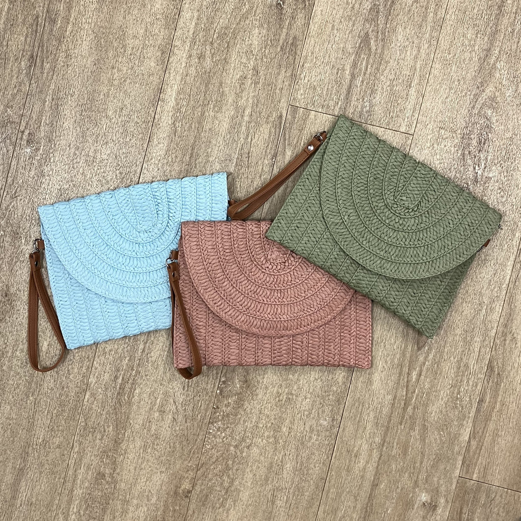 Straw clutch bags - various colours