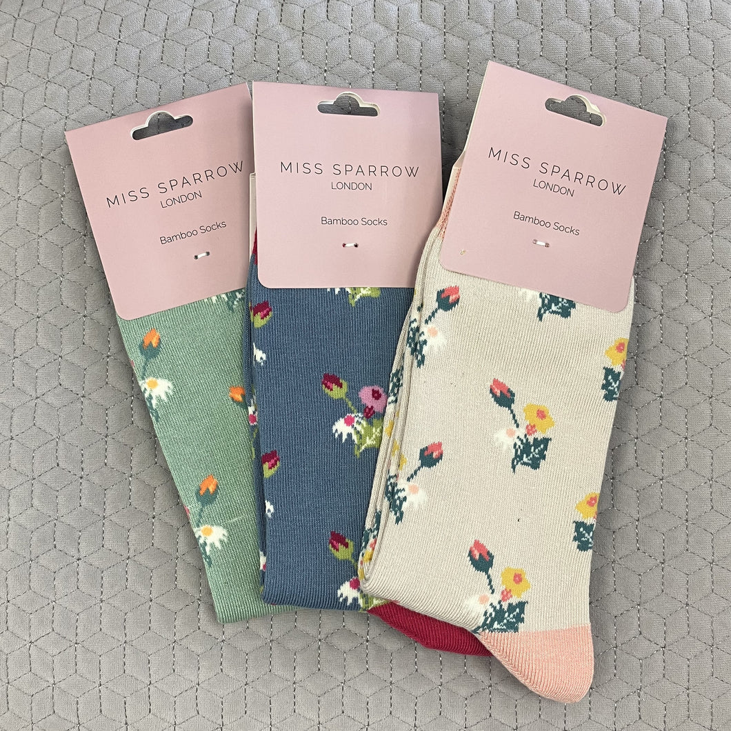 Mini floral socks - various colours