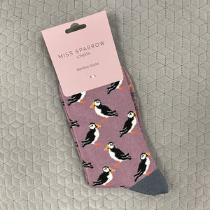 Puffins socks - mauve