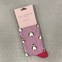 Load image into Gallery viewer, Baby penguins socks - mauve
