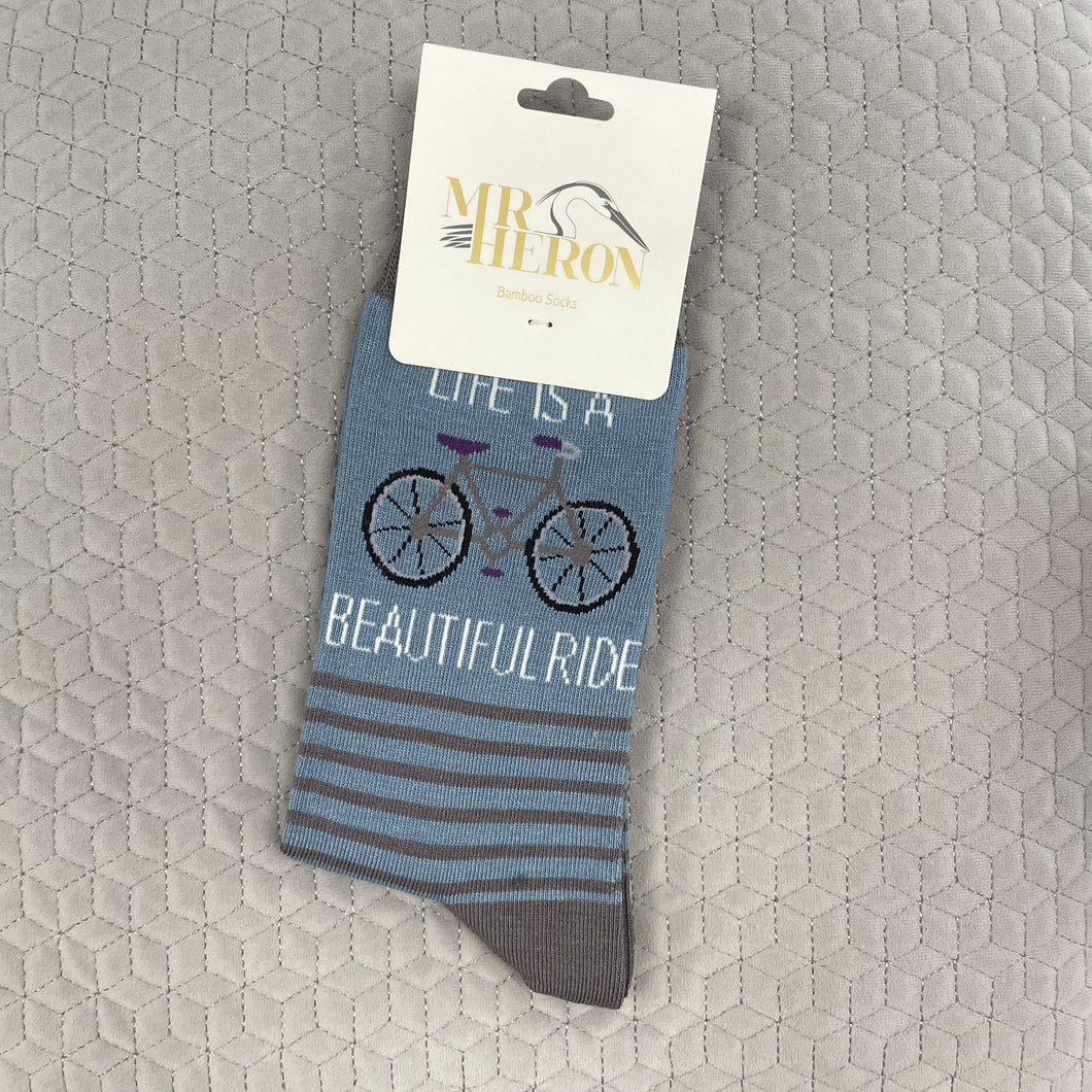 Life's a beautiful ride socks - denim