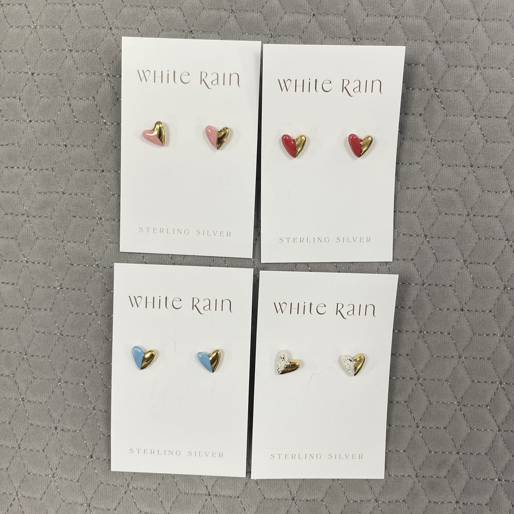 Ceramic hearts stud earrings