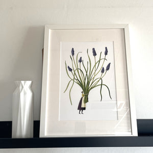 Spring flowers muscari mounted print