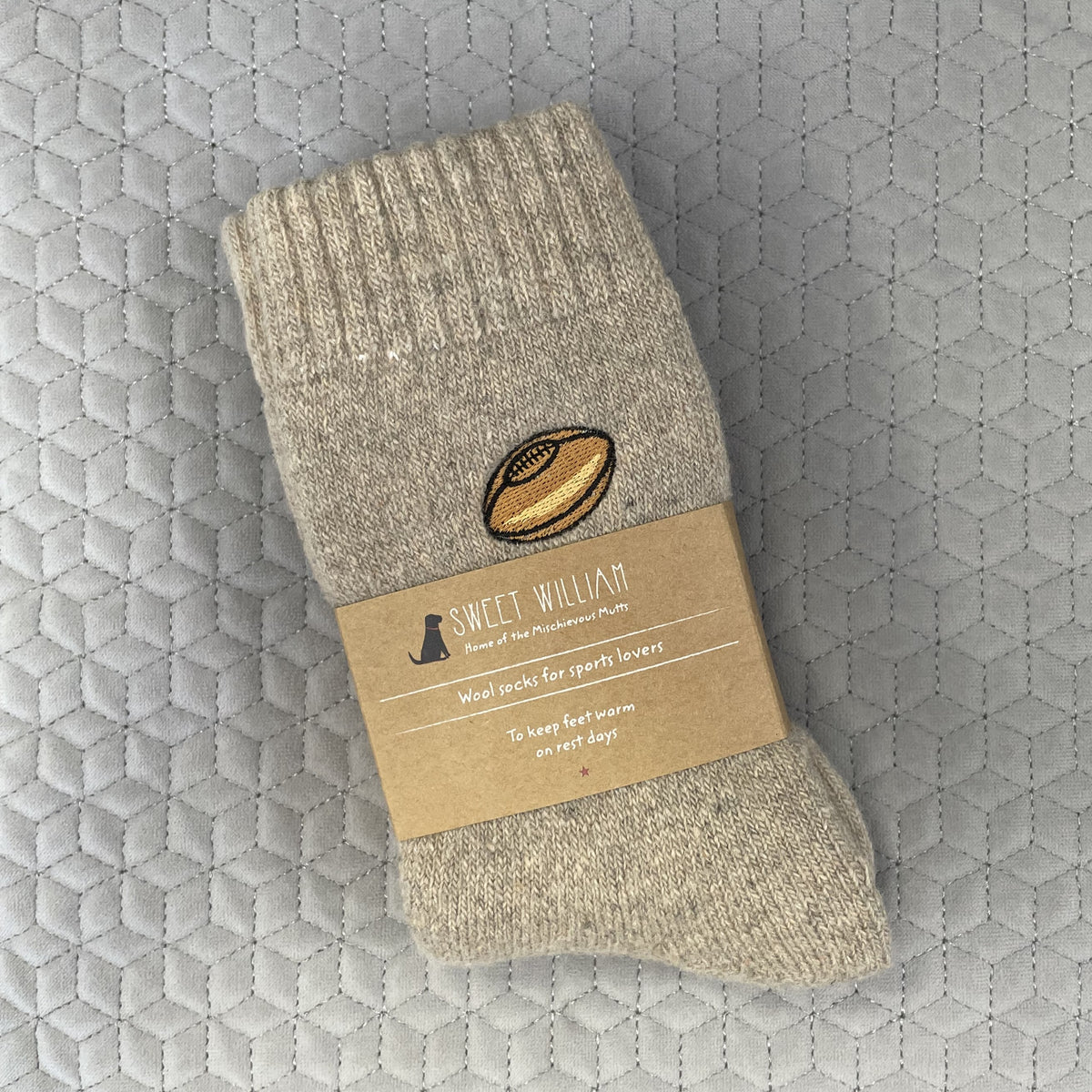 Sport socks - rugby ball – Raindrops on Roses - St Albans