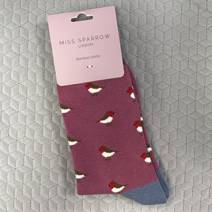 Little robins socks - berry