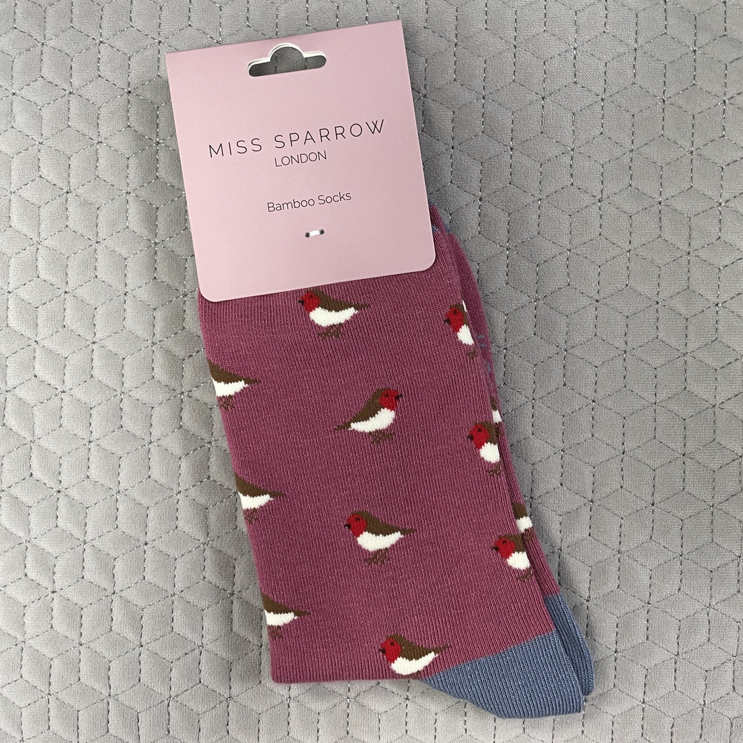 Little robins socks - berry