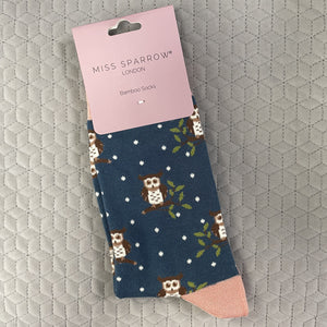 Winter owls socks - teal
