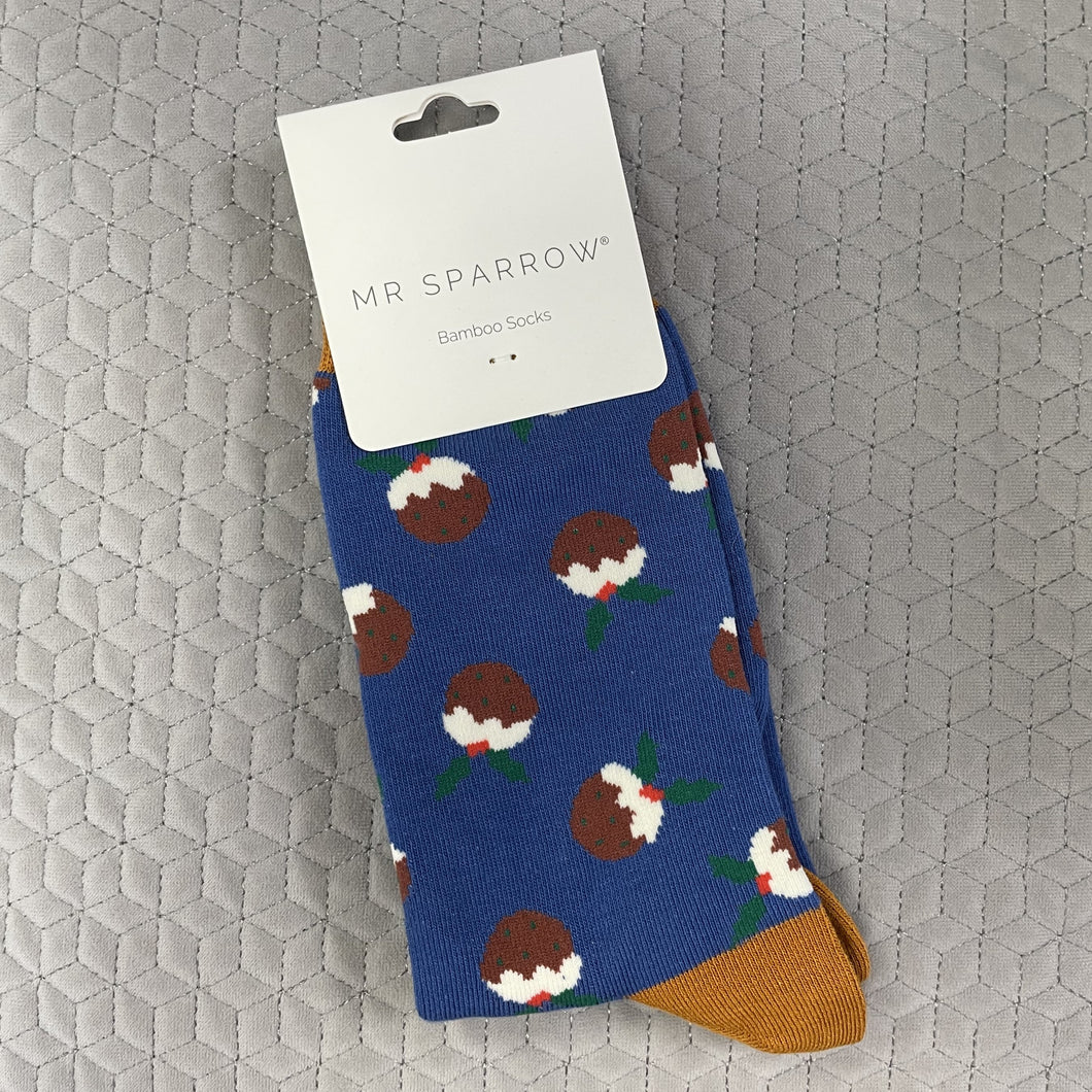 Christmas puddings socks - navy