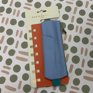 Vegan pen pouch - light blue & green