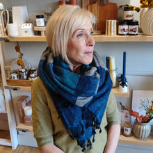 Load image into Gallery viewer, Coast scarf - blues &amp; cool grey
