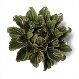 Ceramic flower - sorbet peony - avo green