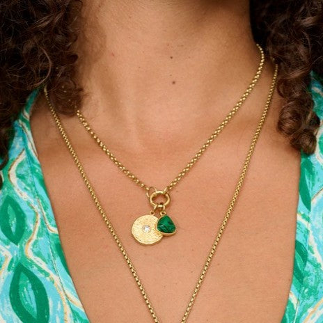Eira reversible gold pendant necklace w/ Kallisto malachite gemstone