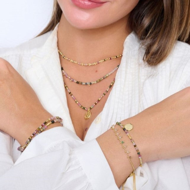 Kea 3 layer gemstone bracelet stack